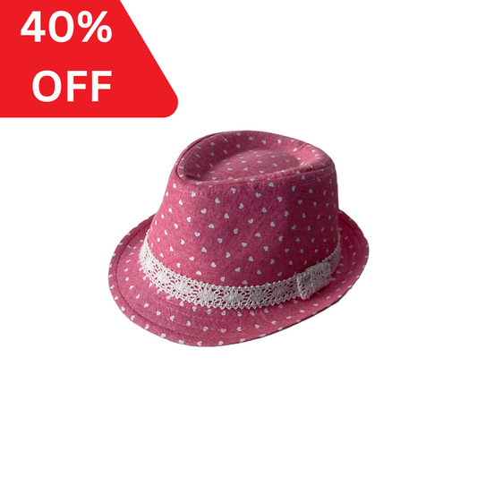 Pink and White Heart Fedora