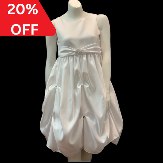 White Ruched Dress w/ Rhinestones