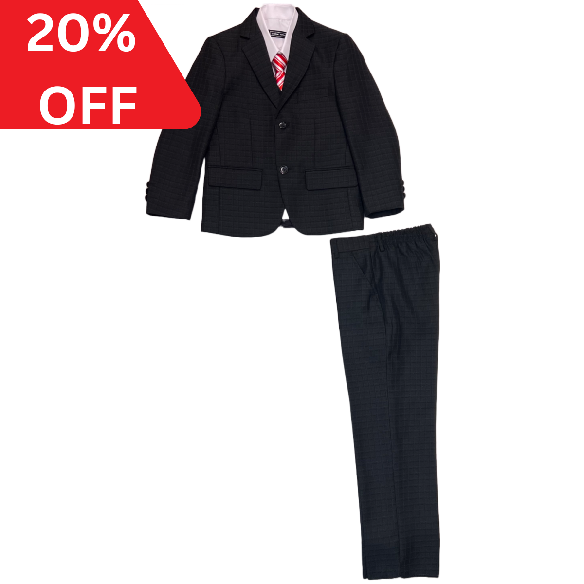 Toddler 5-Piece Black Checkered Suit