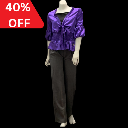 Purple Blouse and Grey Pant Set