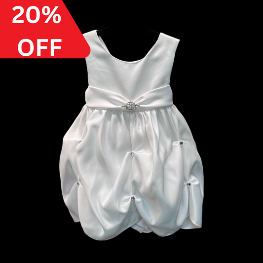 Sleeveless White Baby Dress w/ Rhinestones