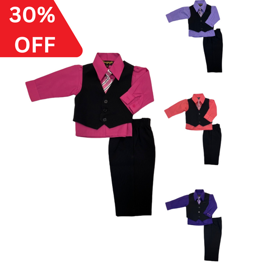 Black Vest Set w/ Colourful Dress Shirt