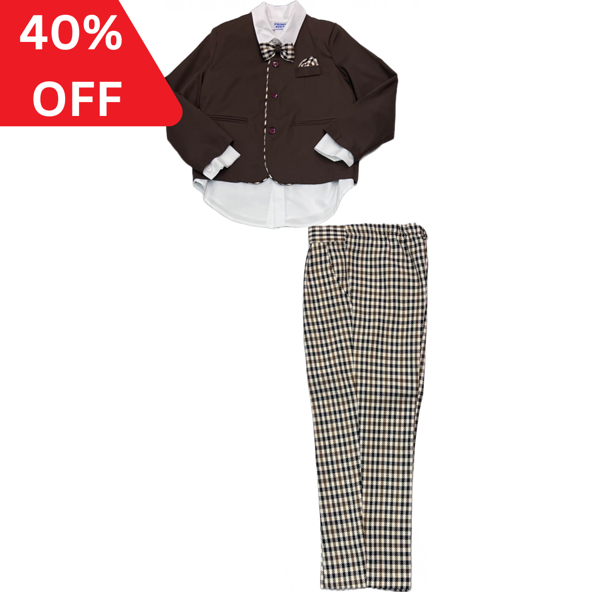 Boys 4PC Set W/ Plaid Pants - Final Sale