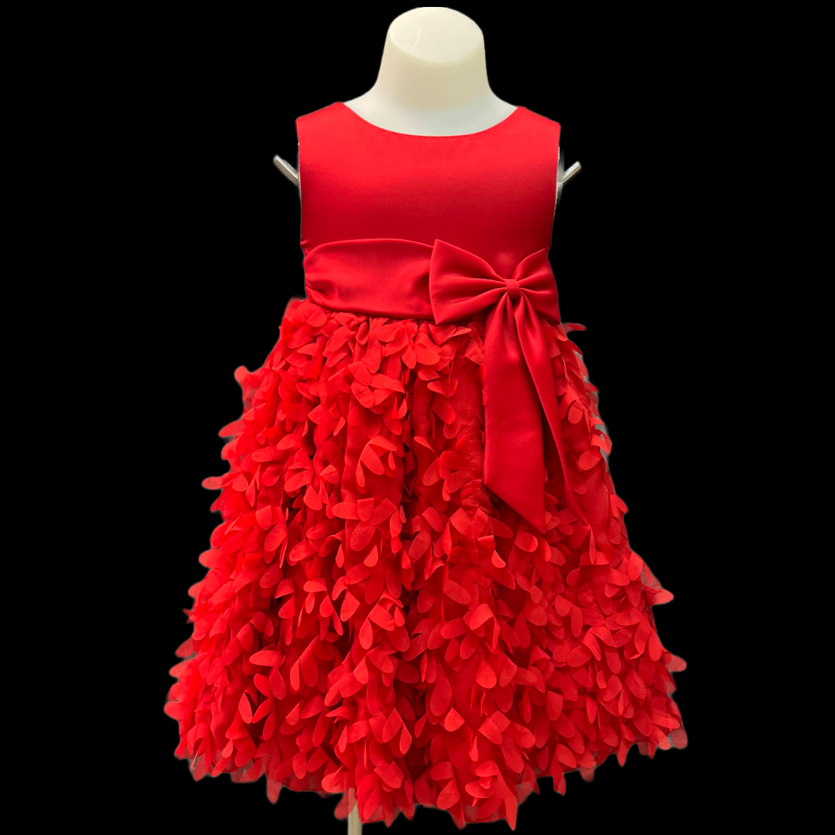 Sleeveless Red Toddler Dress w/ Floating Petals