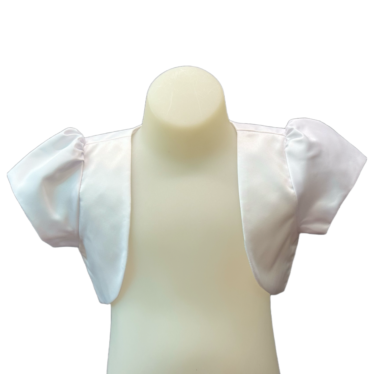 Short Sleeve White Satin Bolero