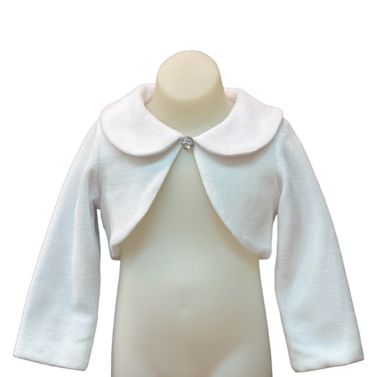 Fancy Kids Long Sleeve Fleece Bolero w/ Rhinestone Gem