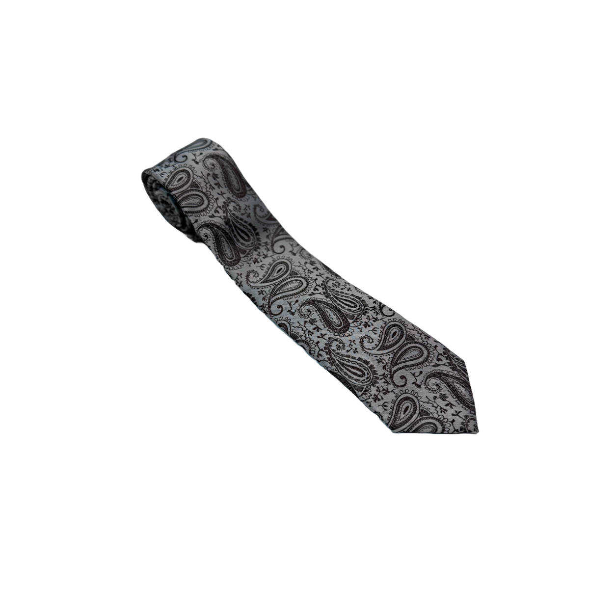 Brown Paisley Mens Necktie & Pocket Square