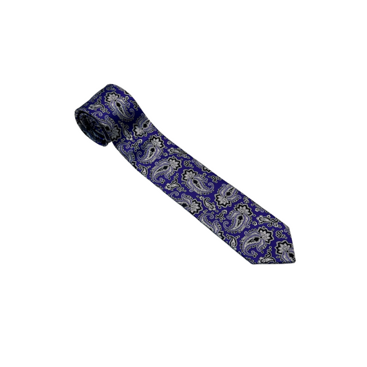 Purple & Silver Paisley Mens Necktie