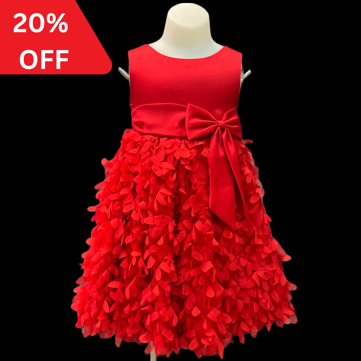 Sleeveless Red Toddler Dress w/ Floating Petals