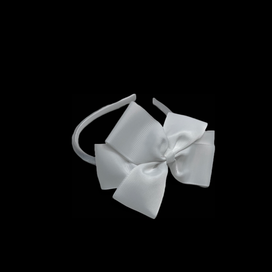 White Satin Headband w/ Bow