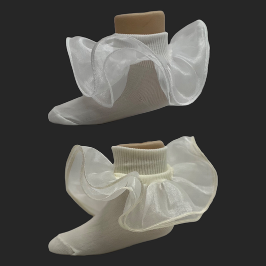 Organza Ruffle Sock w/ Lace Trim