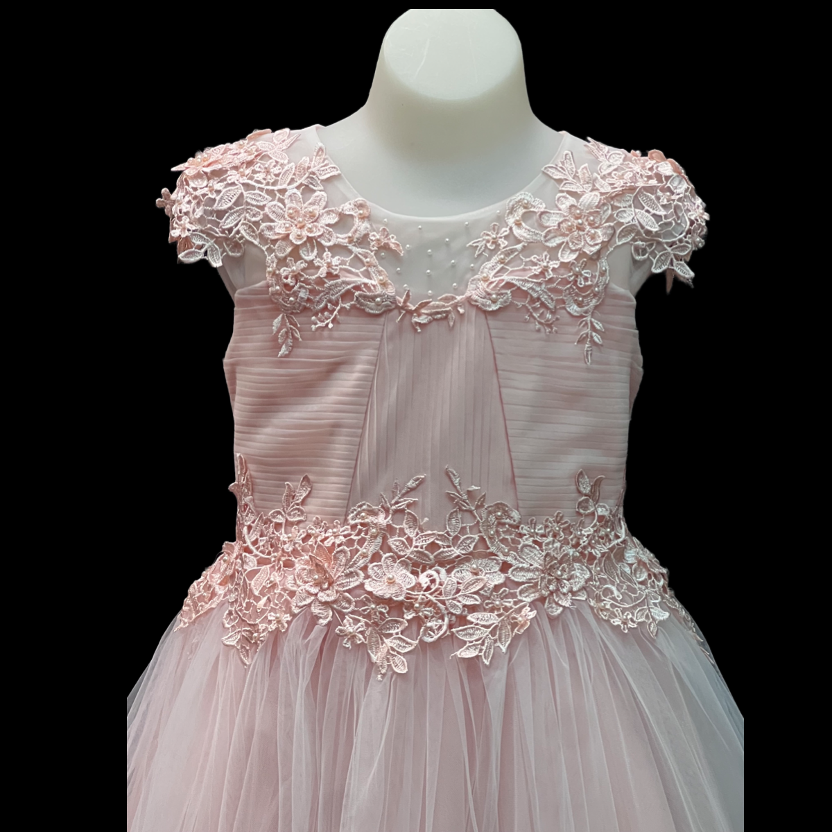 Pink Cap Sleeve Dress w/ Beading Embroidery